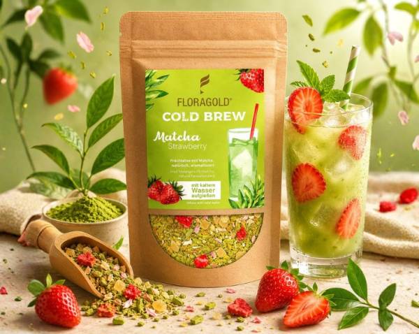 COLD BREW Matcha Erdbeere – natürlicher Früchtetee mit Matcha -100g Tüte