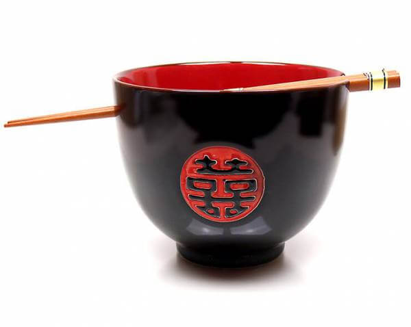 Asia Suppenschüssel „Doppelglück“ mit Ess-Stäbchen