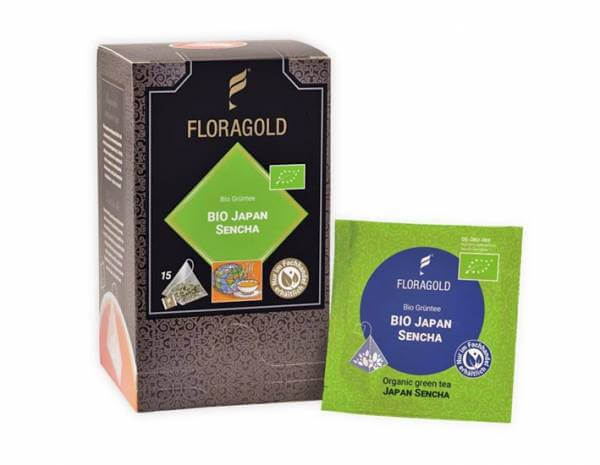 BIO Grüntee »Japan Sencha« Floragold Pyramiden-Teebeutel