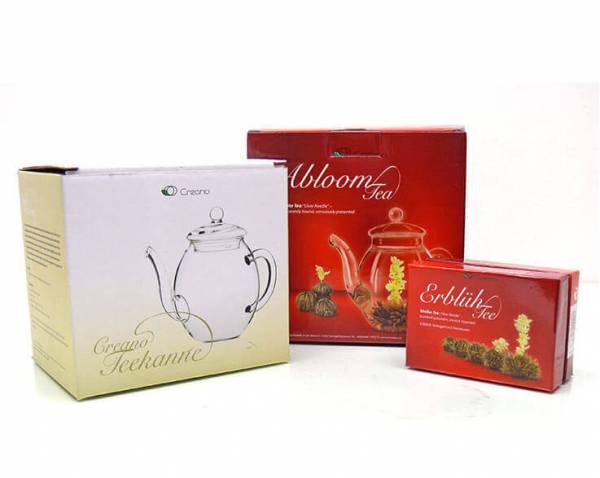 Geschenkset »Teeblüte« mit Glaskanne im Geschenkkarton