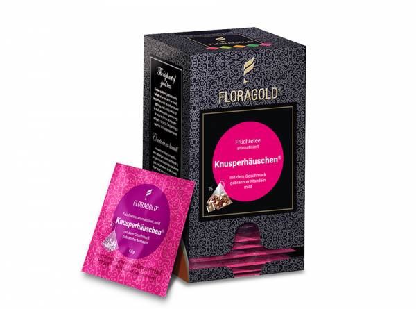 Milder Früchtetee »Knusperhäuschen« Floragold Pyramiden-Teebeutel