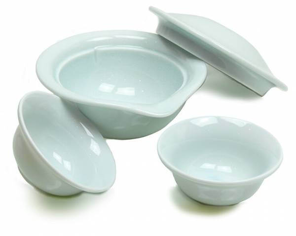 Celadon Shiboridashi Set mit zwei Teeschalen