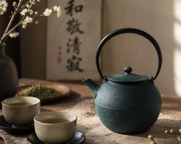 Japanische Teekanne Gusseisen »Wazuqo Hikime« dunkelgrün 0.95L